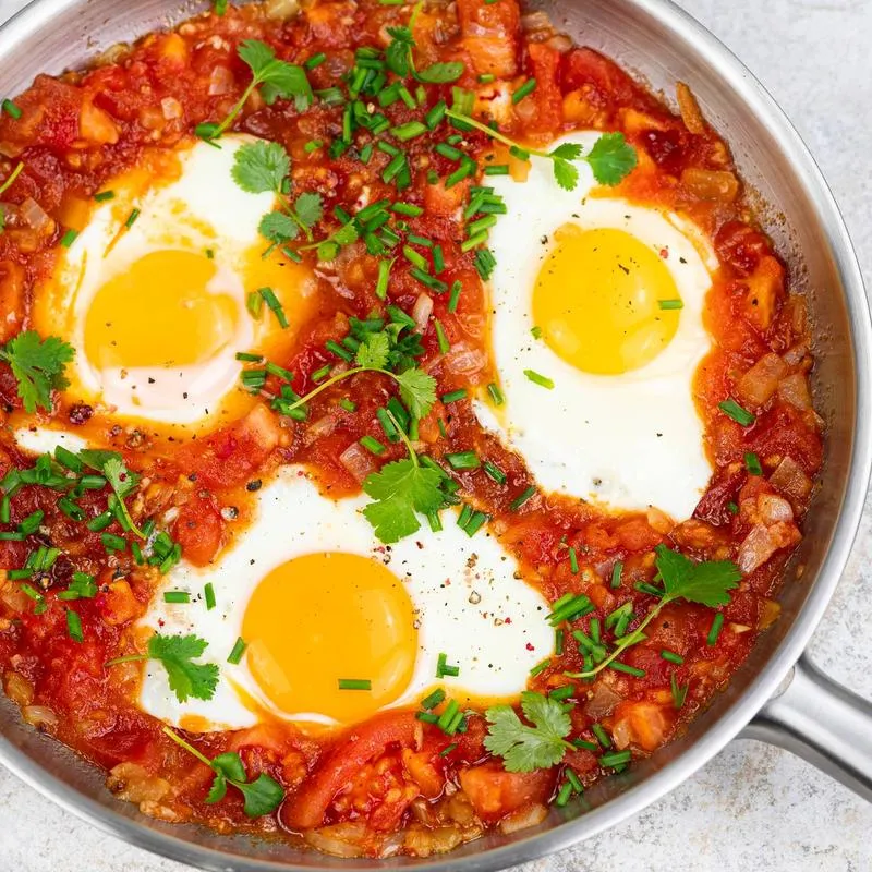 Pyszna szakszuka z pomidorami z puszki – przepis na szybkie śniadanie